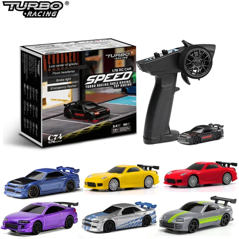 Turbo Racing 1 76 C64 C73 C72 C74 Drift RC Car With Gyro Radio Full Proportional Remote Control Toys RTR Kit For Kids and Adults 240327