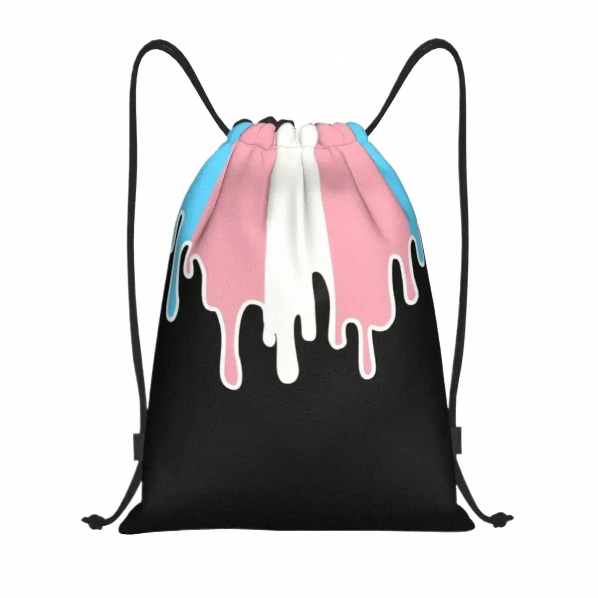 Personnalisé Trans Pride Flag Drip Cordon Sac Femmes Hommes Léger Transgenre LGBT Sports Gym Stockage Sac À Dos a2Q7 #