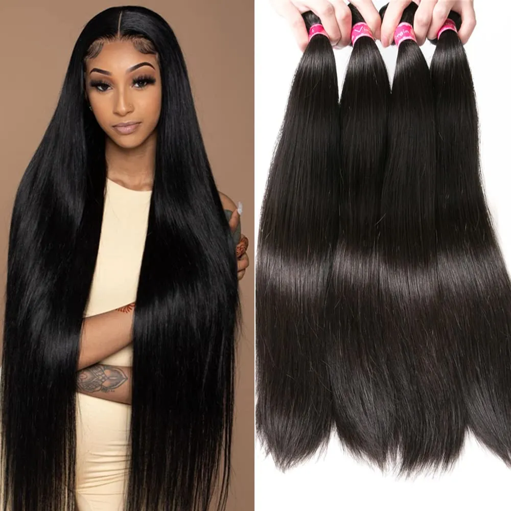 28 30 32 Inches Brazilian Straight Human Hair Bundles 3 4 