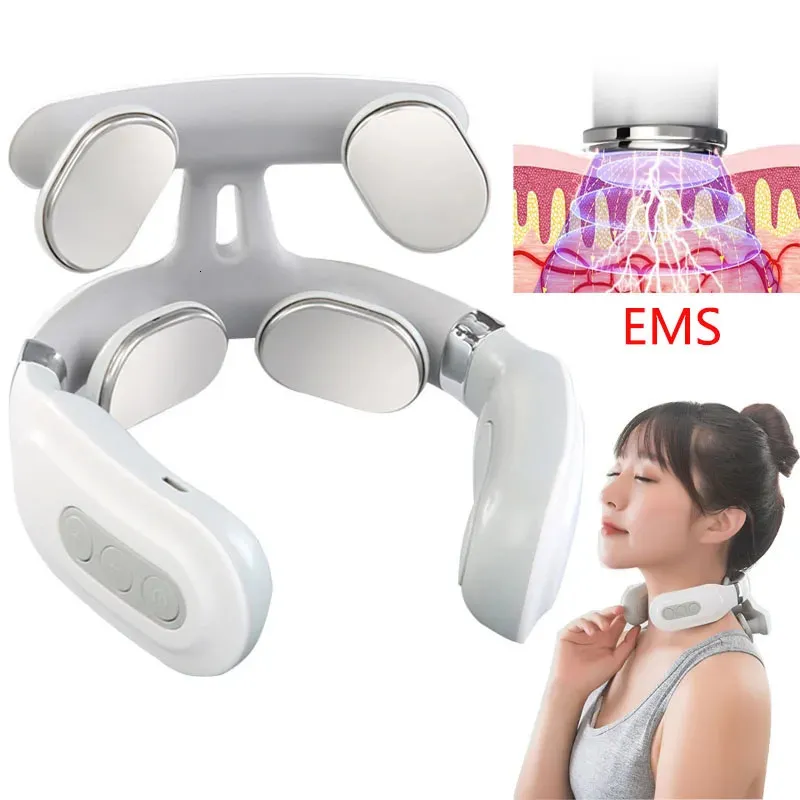 Masseur électrique d'impulsion cervicale d'épaule de cou Instrument de physiothérapie EMS pétrir Massage vertèbre cervicale chauffage soulager la douleur 240329