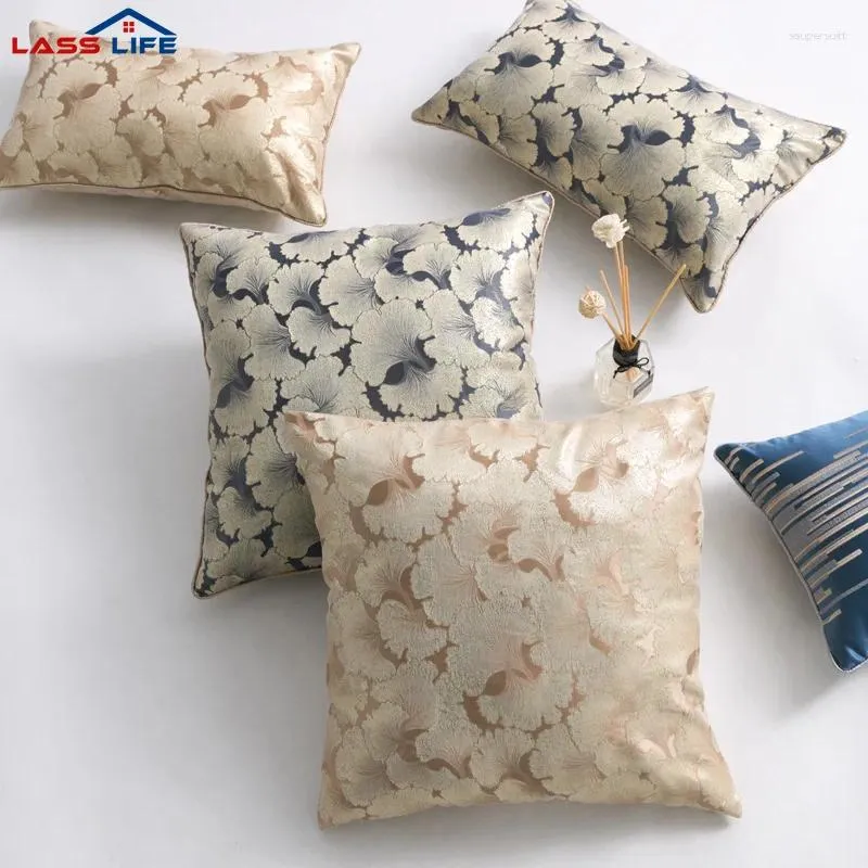 Pillow Chinese Style Decorative Throw Case Jacquard Ginkgo Leaf Cover Sofa Home Decor Lumbar 45x45 30x50cm