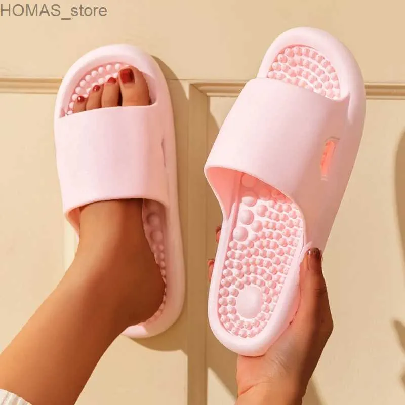 Home schoenen Nieuwe Summer Solid Color Sandalen beknopte niet-slip badkamer indoor dia's mannen vrouwen masseren slippers dames huis flip flops y240401
