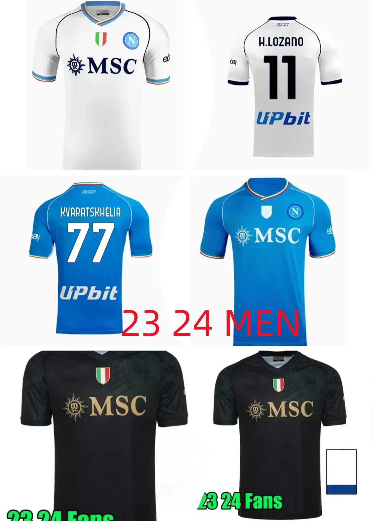 Maglia Napoli 23 24Maglie da calcio Kid Kit Napoli Away Champions League Maglia da calcio Quarta casa Versione terzo giocatore Halloween Edizione speciale OSIMHEN LOBOTKA SsC