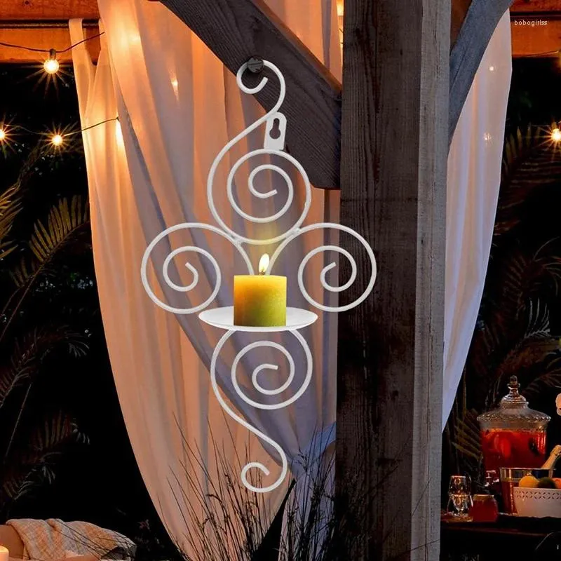 Castiçais 1 PC Wall-Mounted Black Sconces Ferro Arte Tealight Casamento Rústico Decorativo