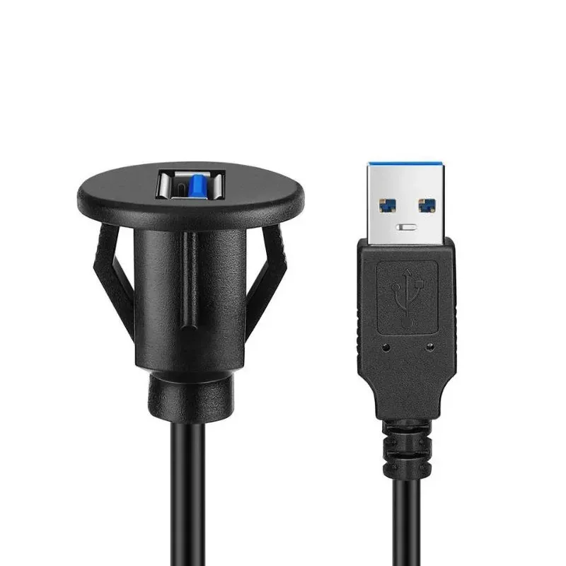 2024 USB 3.0 Panele panelu przedłużacz kabel z klamrą do ciężarówki samochodowej łodzi motocyklowa deska rozdzielcza motocyklowa 1m panelu USB