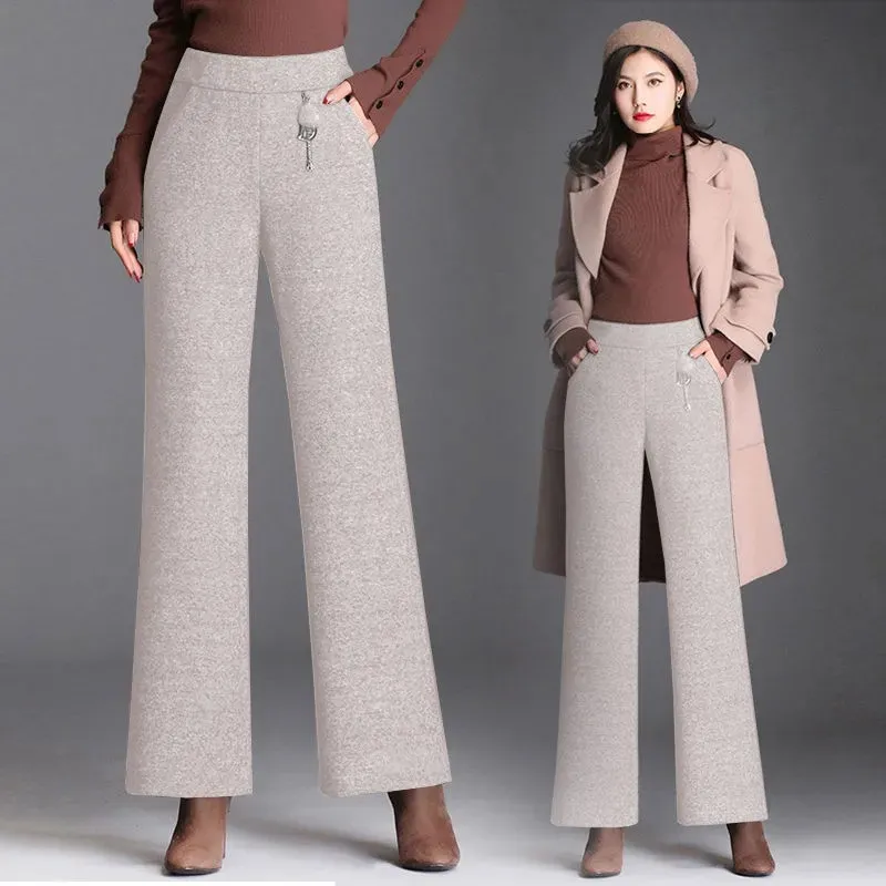 パンツ 24SS LONG WIDE TROUSERS 2/90 wool High Waisted Straight Leg Pants – OGLmove