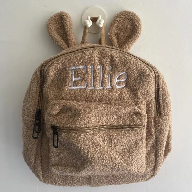 Sac à dos broderie personnalisée en tout-petit sac rose léger en peluche ours enfants nom personnalisé pour garçons filles dames