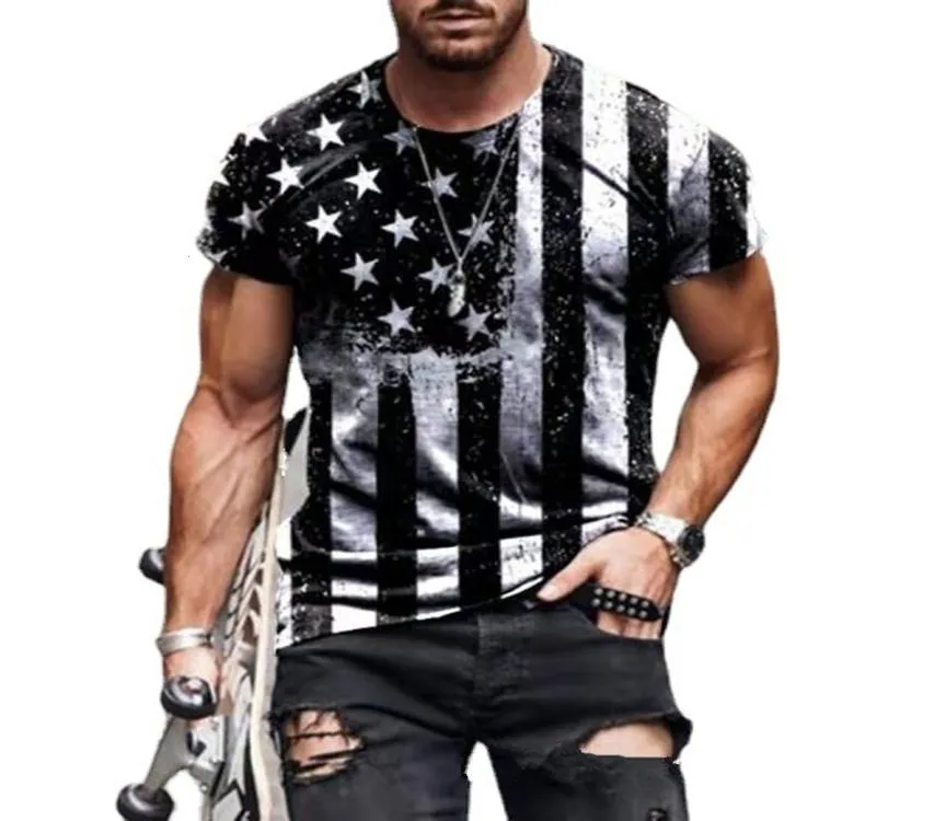 Lüks Tshirts 3D Dijital Baskı Tshirt MEN039S Yuvarlak Boyun Moda Markası Kısa Kol MH TOP6176913