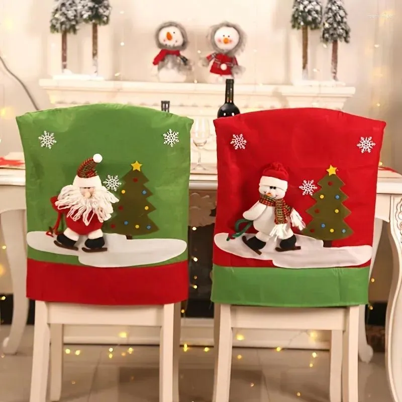 Chaise Couvre 1pc Couverture de Noël Ornements Père Noël Décorations de salle à manger pour la maison Navidad 2024 Année Cadeau Noel