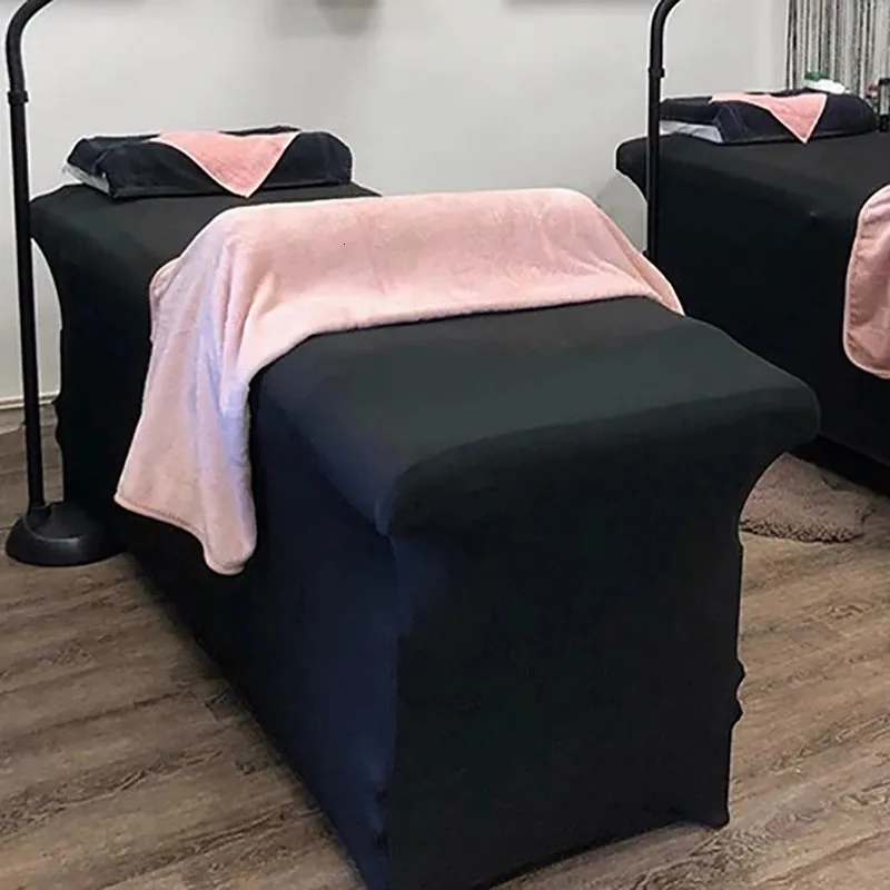 Folha de cobertura de cama de extensão de cílios elástico elastano cabido folha de mesa para salão de beleza spa massagem mesa rosa branco preto lavável capa 240320