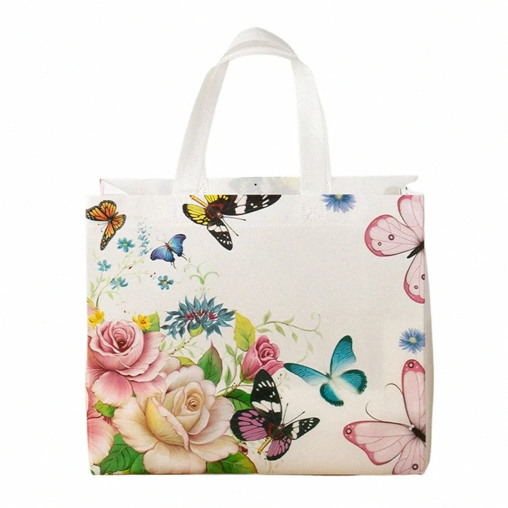 N-tissé tissu boutique sac femmes voyage sac d'épicerie imperméable papillon impression boutique pochette Eco sac pliant stockage I7Z7 #