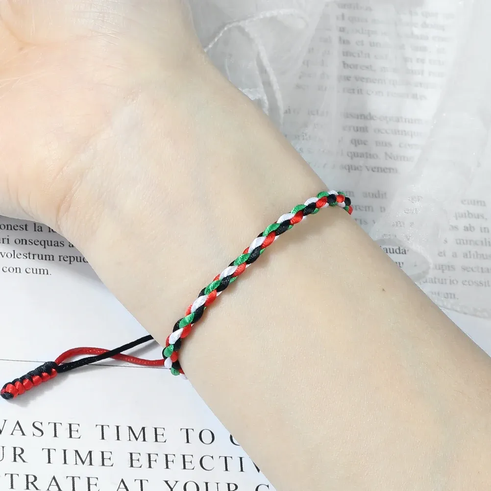 Jamaica Flag Braided Bracelet - Adjustable Nylon Crystal Wristband, Handmade Souvenir Gift For Men & Women