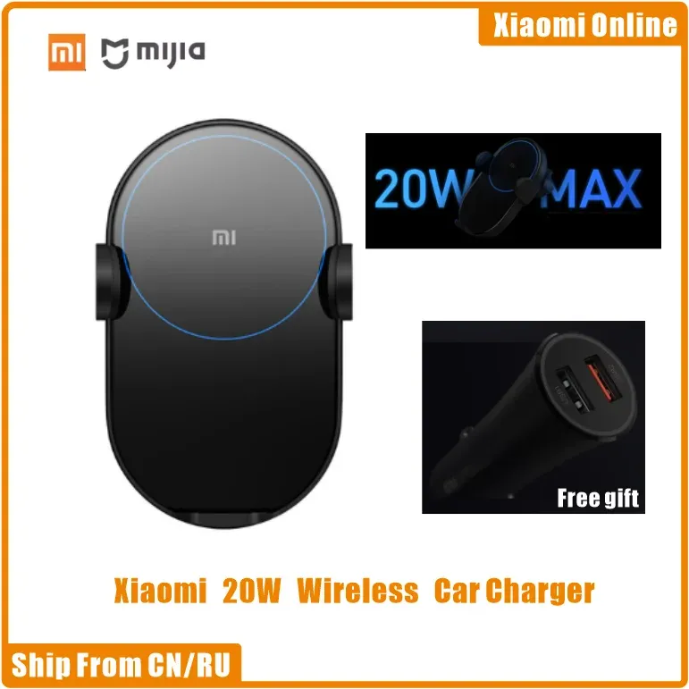 Kontrola w magazynie Oryginalna Ładowarka samochodowa Xiaomi 20W Max Electric Auto szczypta 2.5D Glass Qi Smart Szybka ładowarka szybka ładowarka do MI