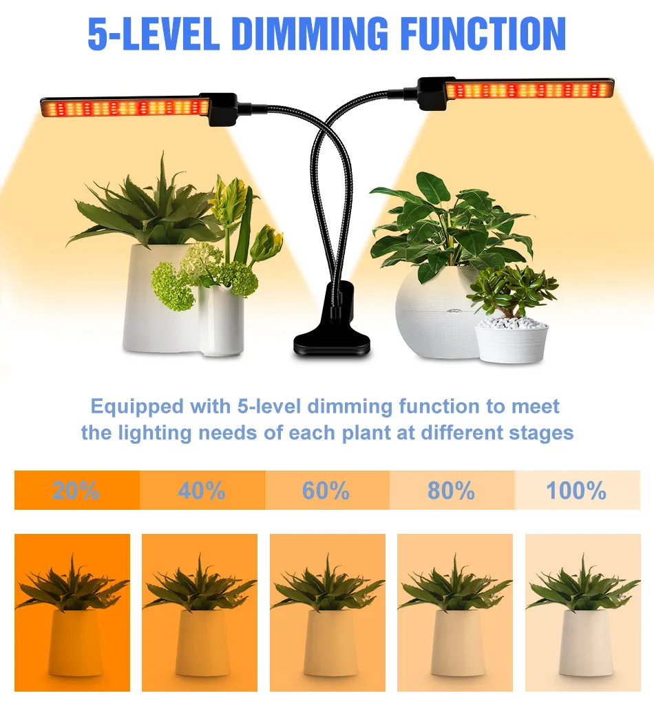 12V Full Spectrum LED Plant Grow Light Lamp with Clip for Hydroponic ...
