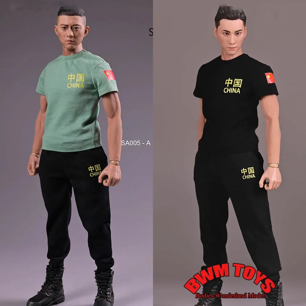 2 Teile/satz 1/6 Skala Mens Solider Military Special Training Freizeit T-shirt Hosen Set Kleidung für 12 zoll Action Figur Körper 240328