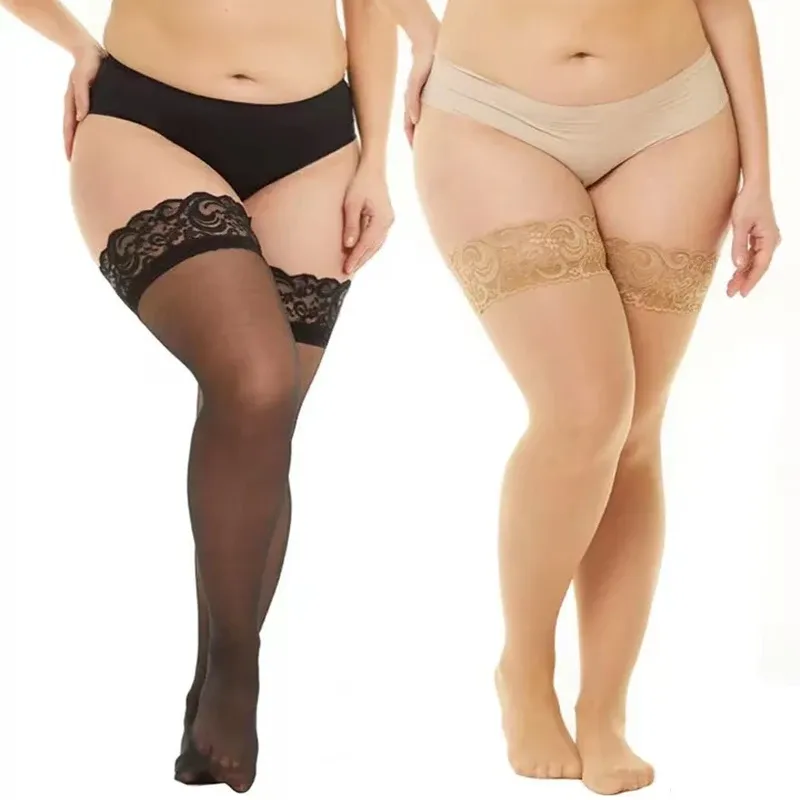 Plus Size Stockings Lace Fishnet Black Thigh Highs With No Slip Socks From Ddmydesign 10.08 DHgate.Com