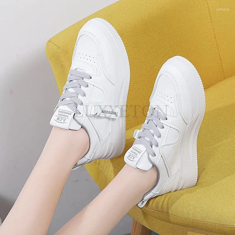 Casual schoenen Echt leer Mesh Ademend Comfortabel Dikke zolen Ronde neus Dames Retro Trend Veelzijdig Modieus Sport