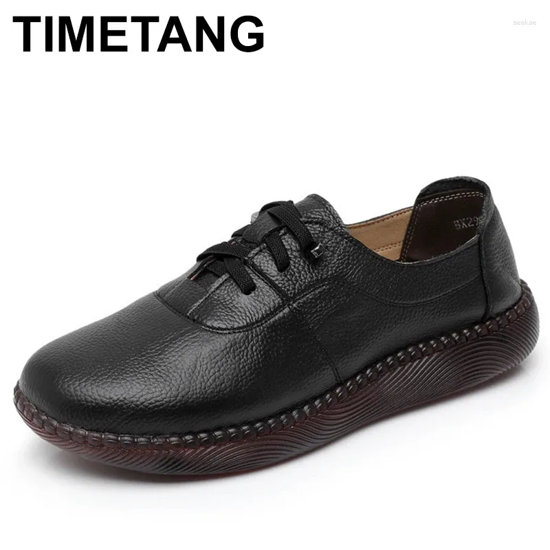 Casual Shoes 2024 Promotion Lace-up Soft Cowhide Sneakers Flat Comfort Sole Women Leather Tide