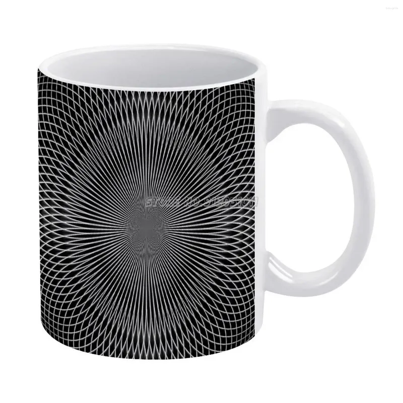 Tasses tasse blanche en céramique fleur créative symbole Floral Aura géométrie bouddhisme centre gris gris