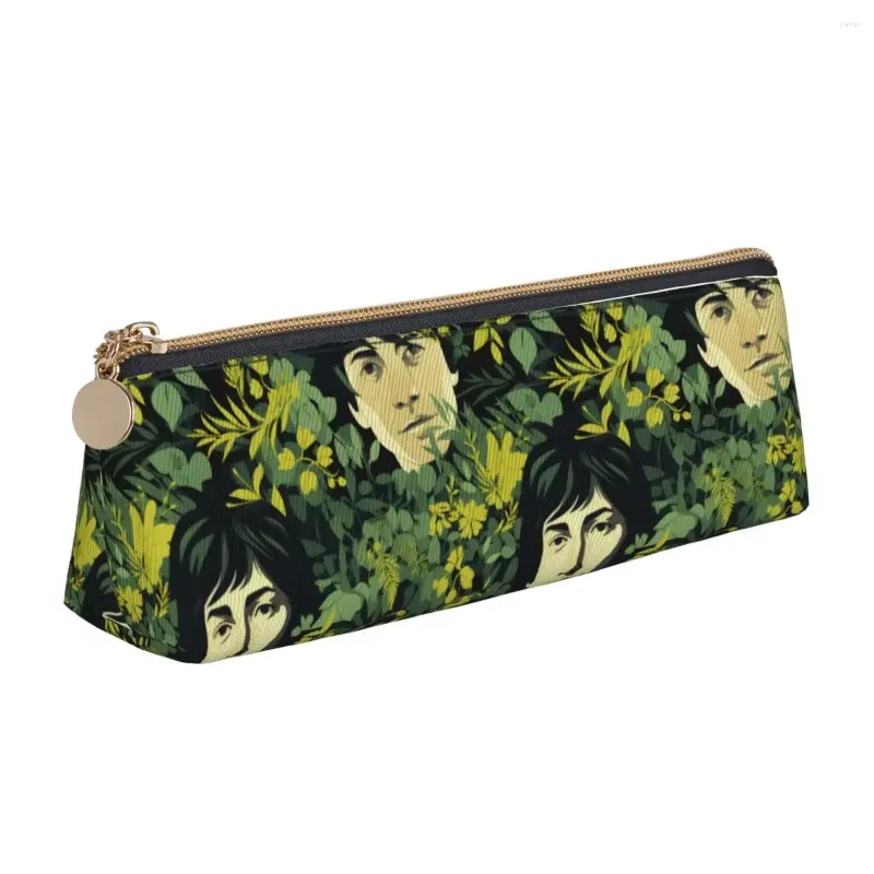 Skolväskor Jackie Chan Leather Pencil Case Green Actor Cool Teens Zipper Box Cute Print Triangle Pouch