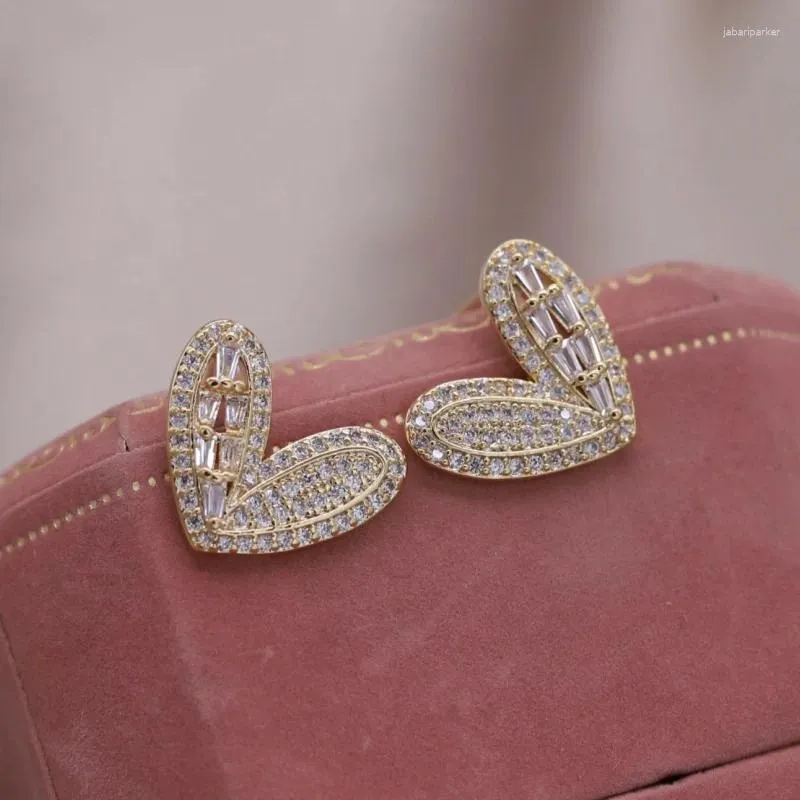 Boucles d'oreilles Design sud-coréen, bijoux à la mode plaqué or 16 carats, Zircon de luxe, amour, accessoires de travail quotidiens élégants pour femmes