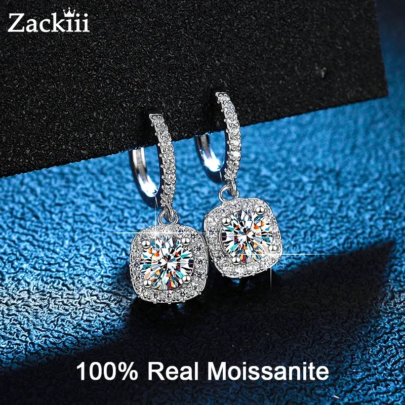 Earrings 2CT Moissanite Huggie Hoop Earrings for Women Lab Created Diamond Sterling Silver Dainty Hoop Drop Dangle Earrings Fine Jewelry