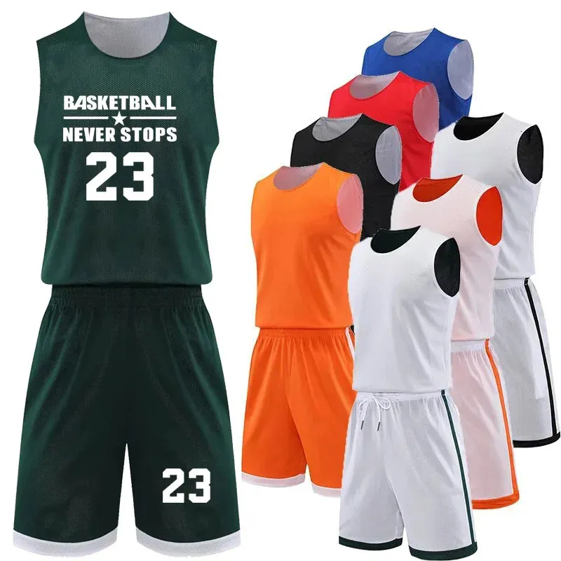 Personalized Custom Doublesided Men Women Basketball Jerseys Sets Youth Quick Dry Team Match Training Uniform Suit 240325