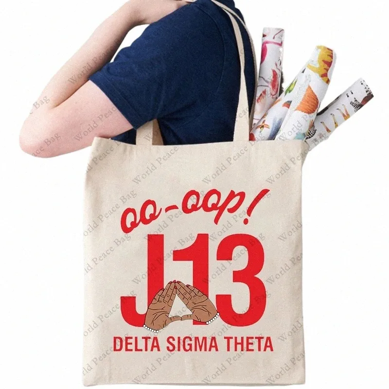 1pc Delta Sigma Theta Sorority, 13 gennaio Fondatori Day modello Tote Bag Borsa a tracolla in tela per viaggi Pendolarismo quotidiano Donna u26T #