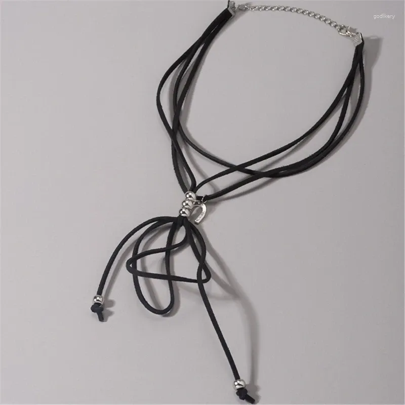 Halsband mit stilvollen Bändern, geknoteter Halskette, Verzierung mit modern geformtem Anhänger, Schmuck D7WB