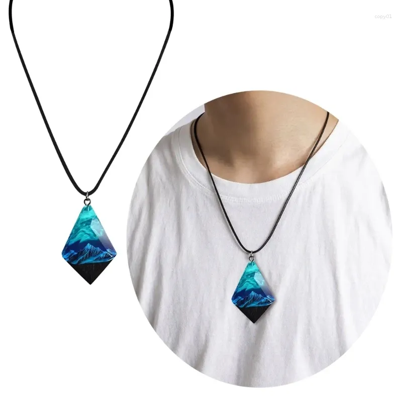 Pendant Necklaces Unique Resin Snow Mountain Neckchain Magical Inner Neck Jewelry Y08E