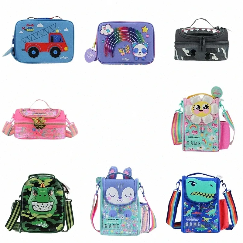 Austrália Smiggle Alta Qualidade Original Children's Lunch Bag Meninas Bento Bag Boys Crossbody Bags Tote Fruit Lunchbox Kids' Bags v2Fy #