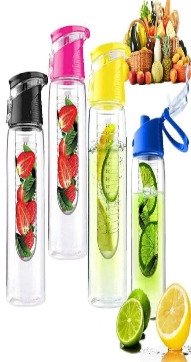 Bottiglia d'acqua con infusore per infusione di frutta per succo di limone sportivo da campeggio portatile 800ML16887132