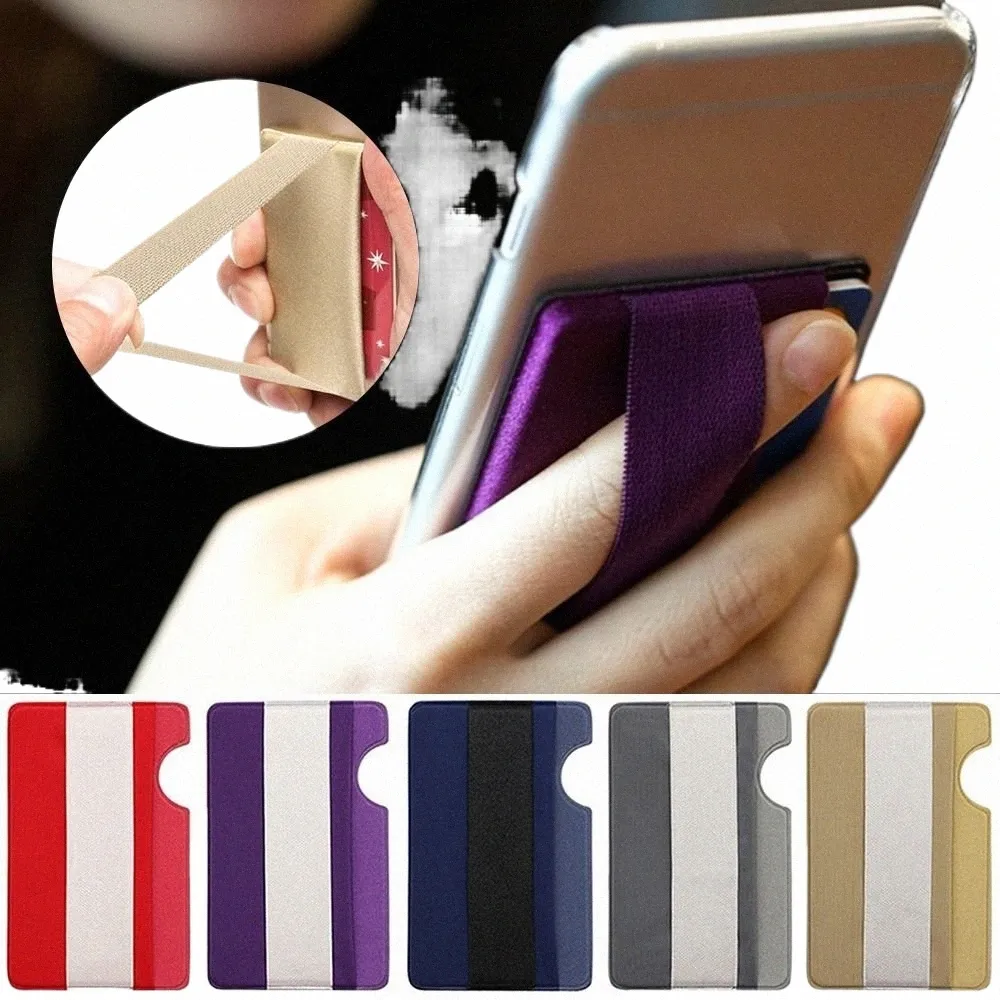 2pcs Fi Elastic Cloth Cell Phe Card Holder Mobile Phe Wallet Case Credit ID Card Holder Adhesive Sticker Pocket t4JH#