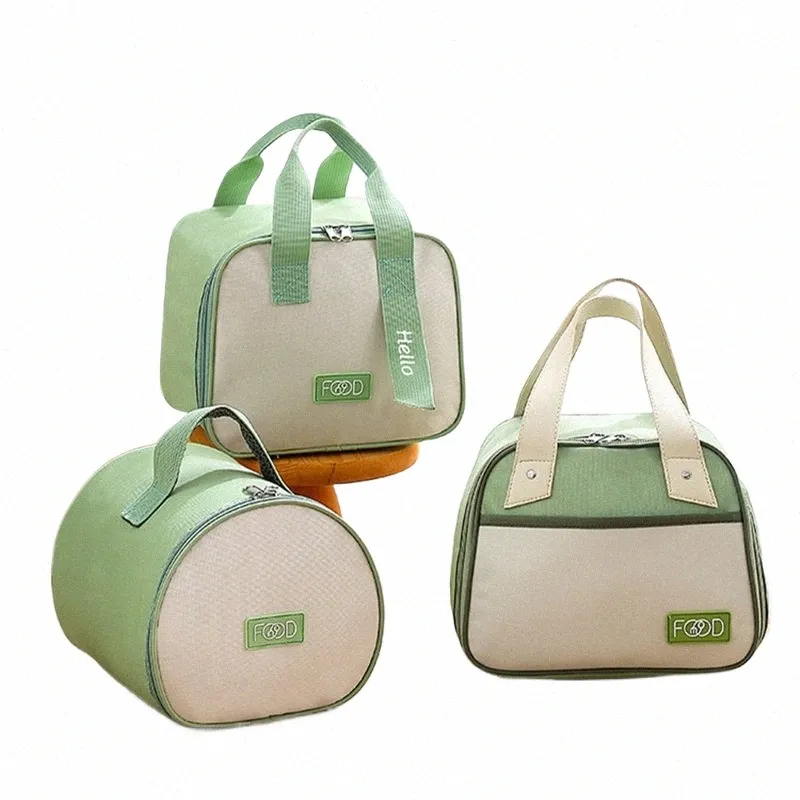 Bolsa térmica de refrigerador portátil verde para lonchera, bolsa de picnic fresca y fresca, bolsa impermeable para estudiantes de oficina, bolsas de cena aisladas U4Ti #
