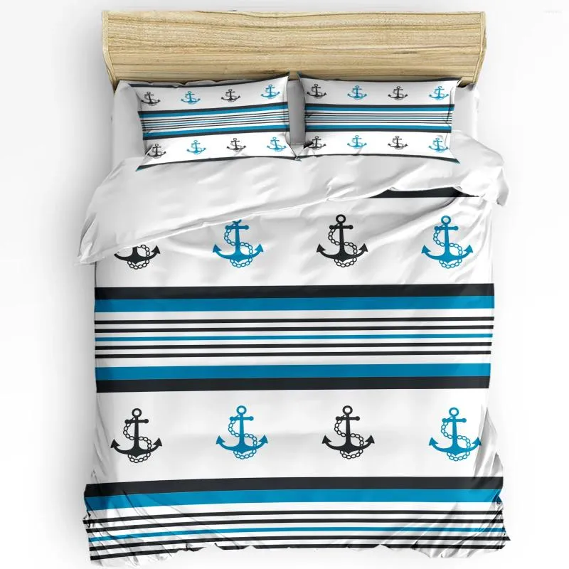 Bedding Sets Striped Anchor Blue Set 3pcs Boys Girls Duvet Cover Pillowcase Kids Adult Quilt Double Bed Home Textile