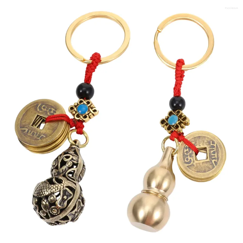 Keychains 2 st prydnadsmetall Gourd Keychain Ring Pendant bedårande nyckelring Creative Handbag