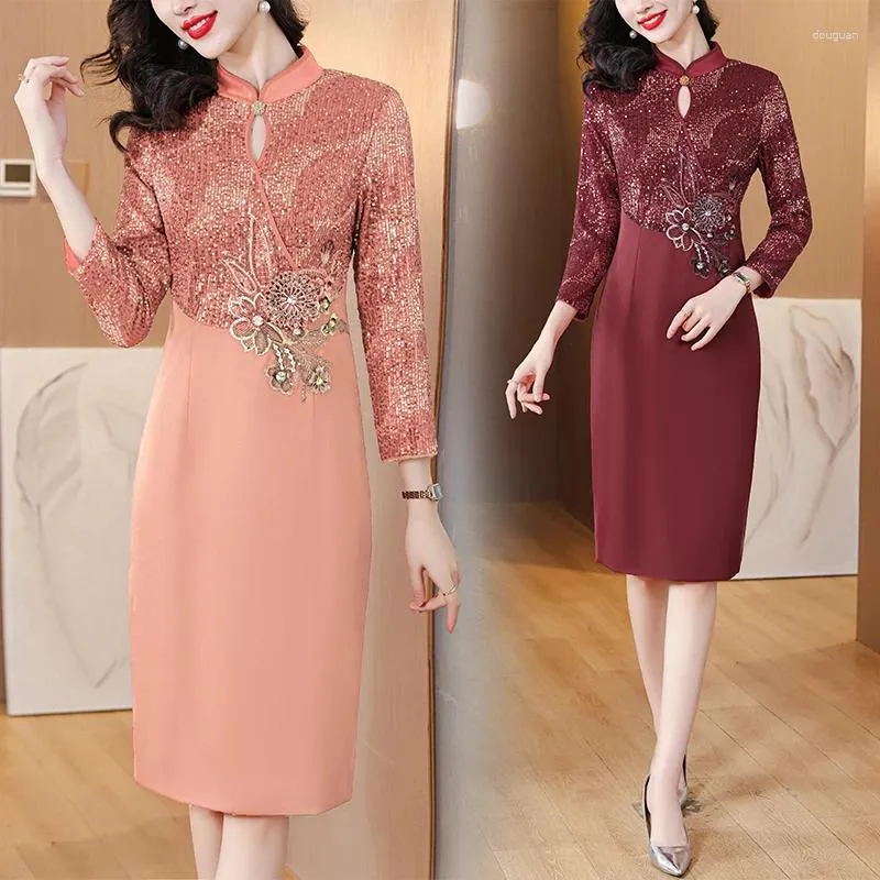 Casual Dresses 2024 Temperament Fashion Slimming Dress Classic Style Wedding Cheongsam Skirt Small Belly Cover