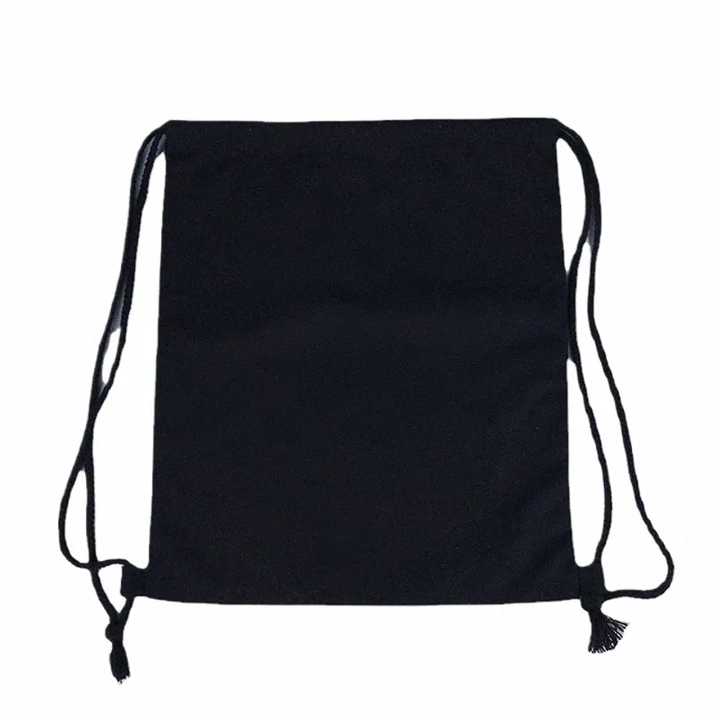 1pc Canvas bag shoulders drawstring bundle pockets custom creative shop student backpack bag cott Pouch P9jz#