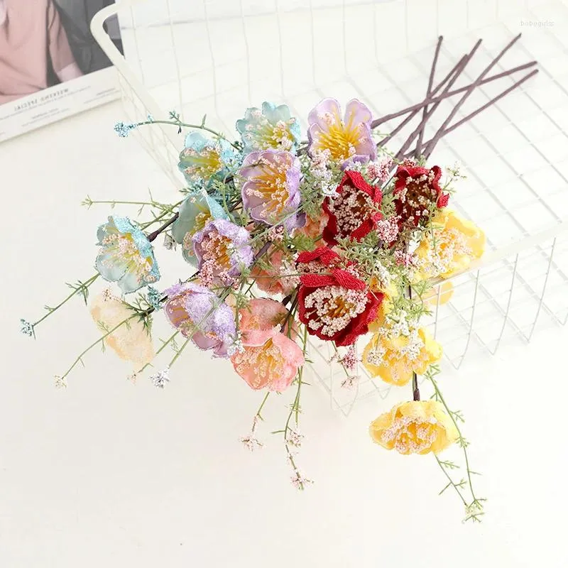 Bouquet de fleurs artificielles décoratives en tissu, fausses plantes, décoration de fête de mariage, cadeaux de saint-valentin à faire soi-même