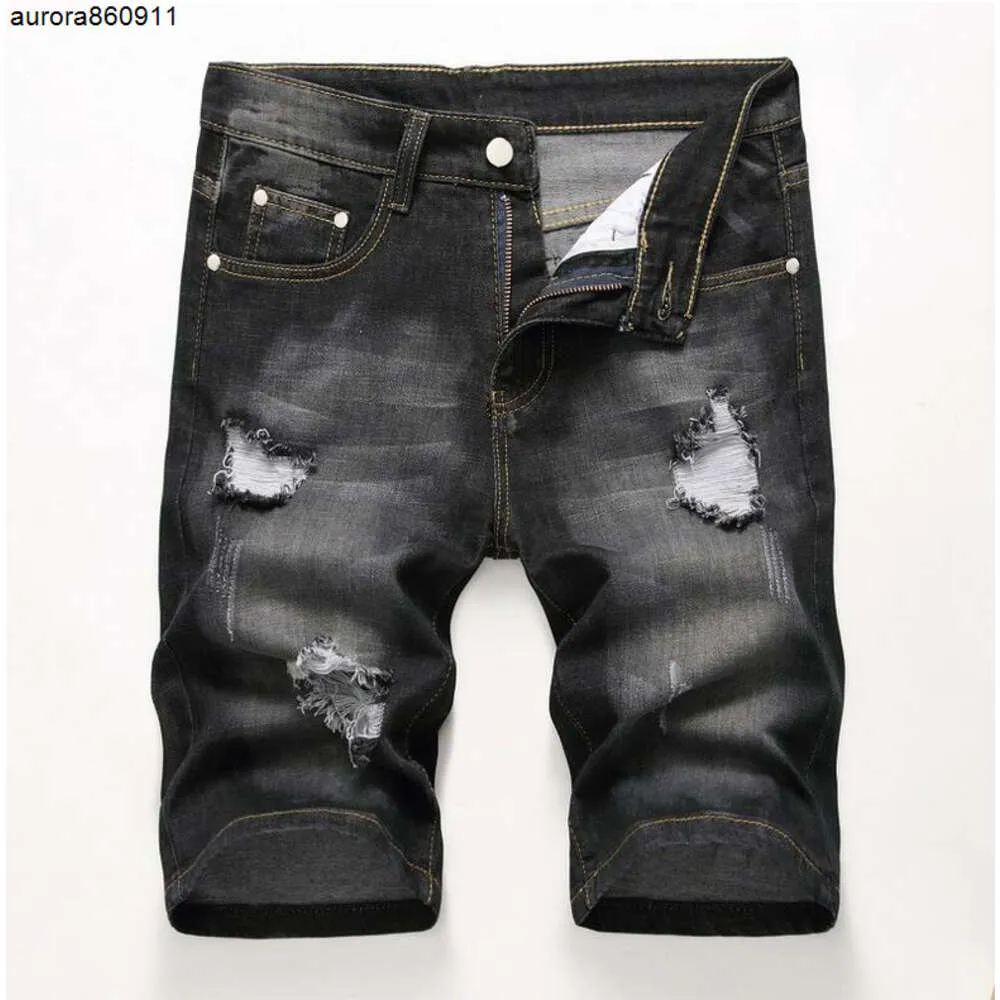 男性のスリムリッピングデニムショーツジーンズデザイナーが苦しんでいる漂白剤スタイリストホールレトロショートパンツビッグサイズのズボン