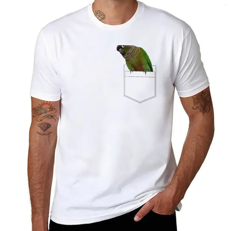 Camisetas sin mangas para hombre ¡Conure extremadamente lindo sentado en tu bolsillo!Camiseta para niño, ropa Kawaii, camisetas negras para hombre