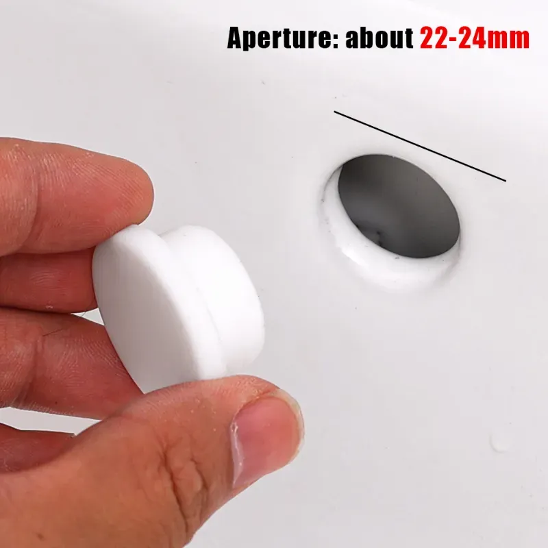 2-Pack Silicone Sink Overflow Hole Cover – Round Rubber Basin Trim Ring Insert Plug, For Kitchen Bathroom Tub Sink (White)