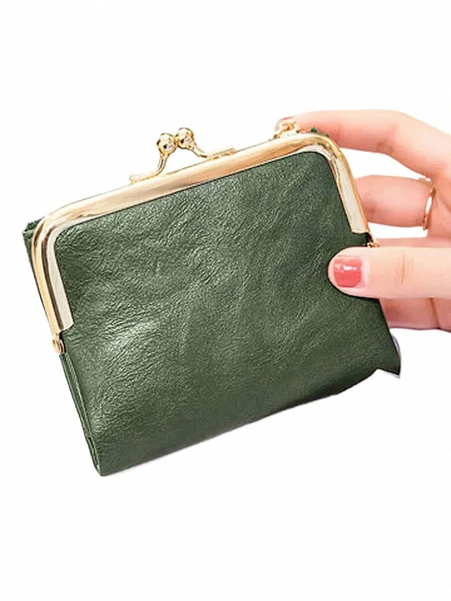 Miyin Femmes Portefeuille Petit Rfid Dames Compact Bifold En Cuir Vintage Porte-Monnaie Avec Fermeture À Glissière Et Kiss Lock g85t #