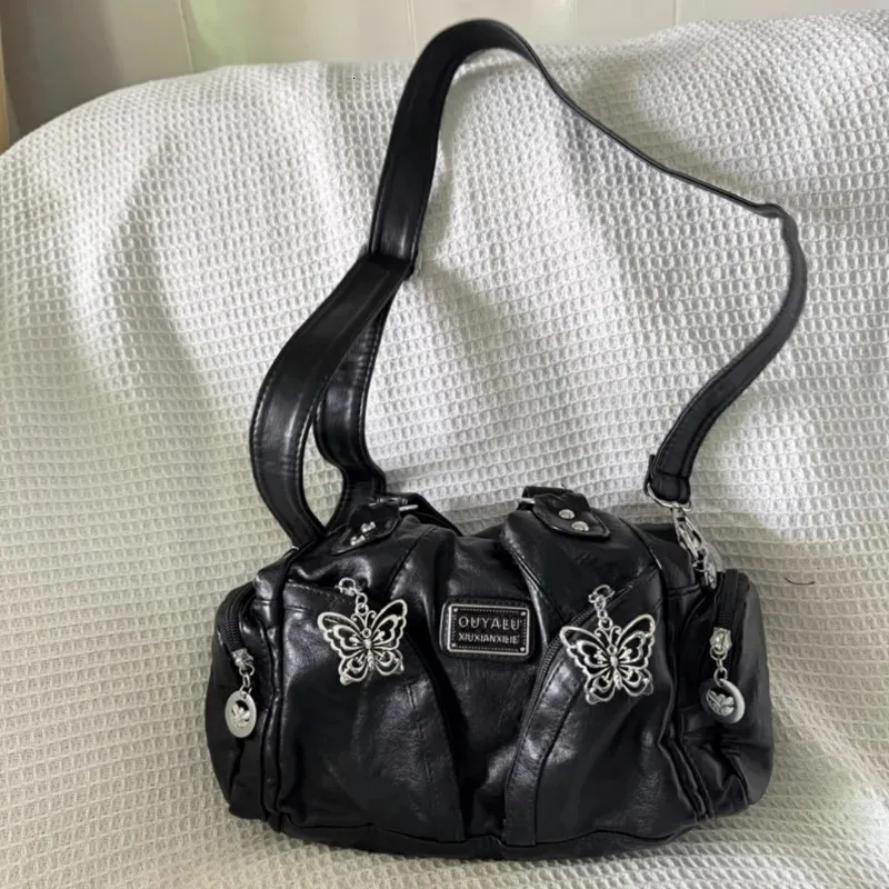 DHgate.com:Xiuya Y2k Black Womens Shoulder Bag, Gothic