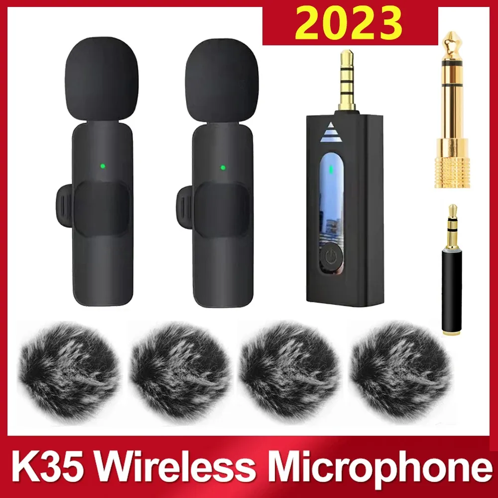 Haut-parleurs 2023 K35 3,5 mm sans fil lavalier réduction du bruit de revers microphone universel 3.5 meilleur micro d'enregistrement pour le smartphone de haut-parleur de l'appareil photo