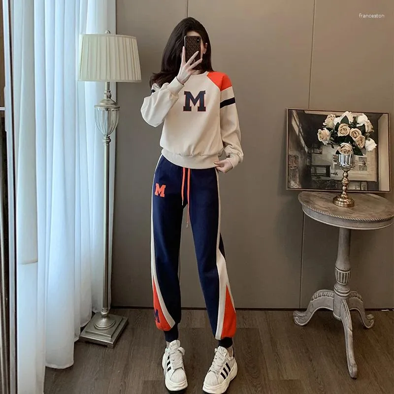 Women's Two Piece Pants Cropped Sweatshirt Tracksuit Set Long Sleeve Pullover Jogger Sets Female Nice Autumn Lady Sportwear Suit