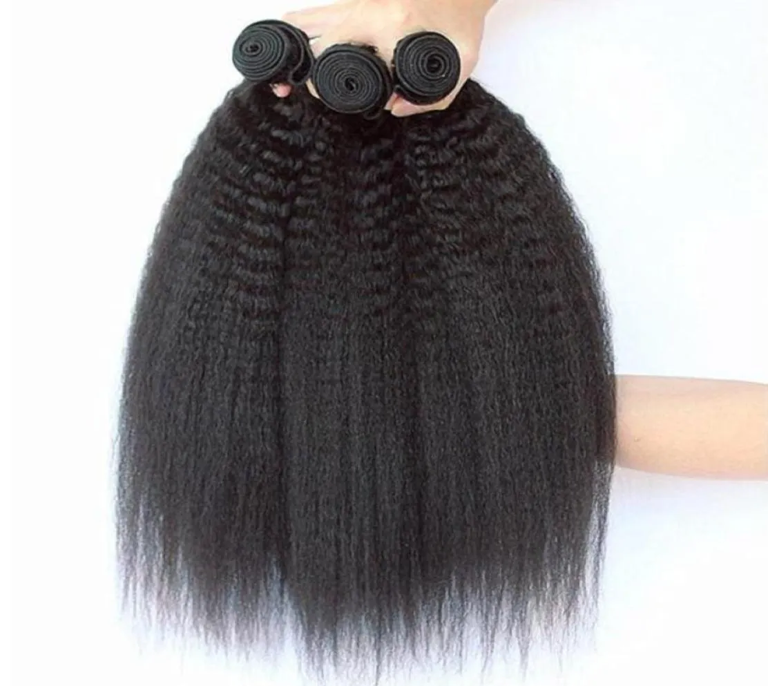 10A Grade Human Hair Bundels Peruaanse kinky rechte maagdelijk haar Weave 4 Bundels 400G Lot Natural Color onbewerkte haaruitbreiding1458754