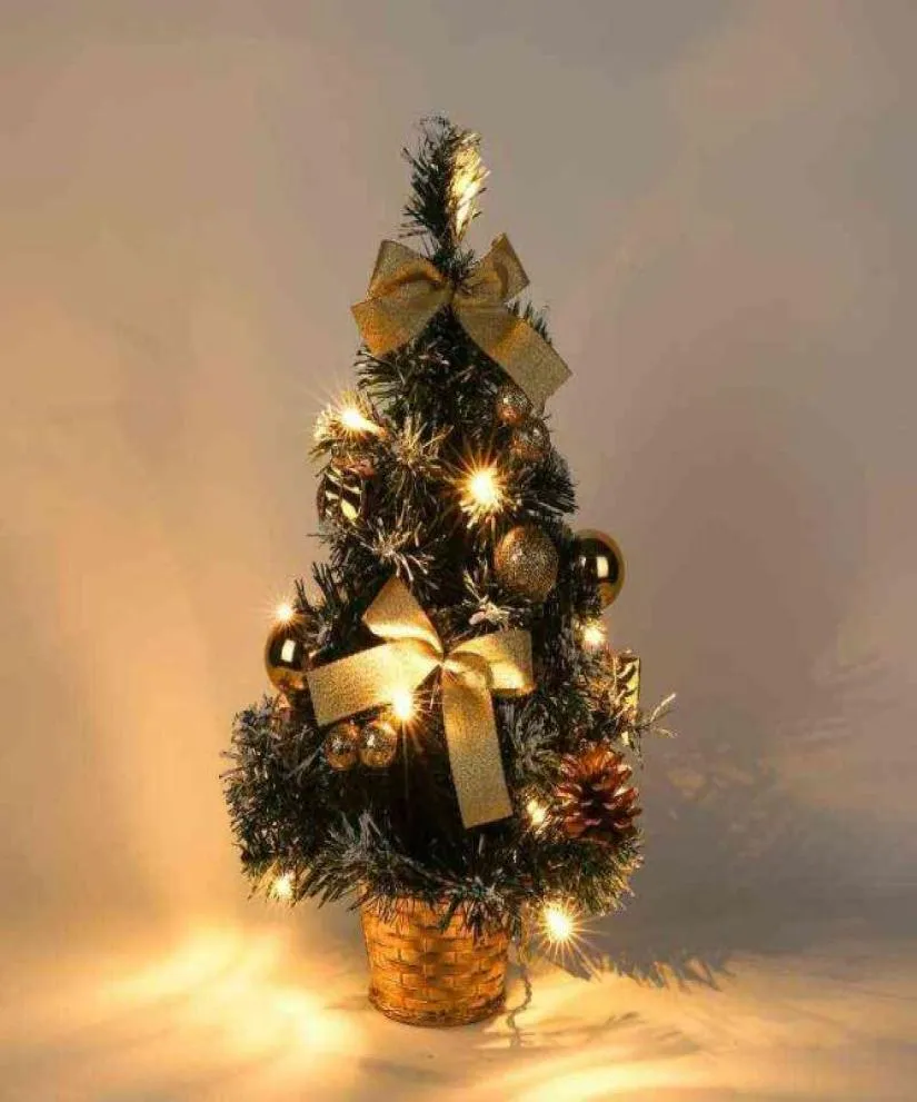 Desiktop choinka LED światło LED 40cm Mini Table Gift Xmas Tree Sztuczna choinka Navidad Ornament Dekoracja domu 2022 H15233525