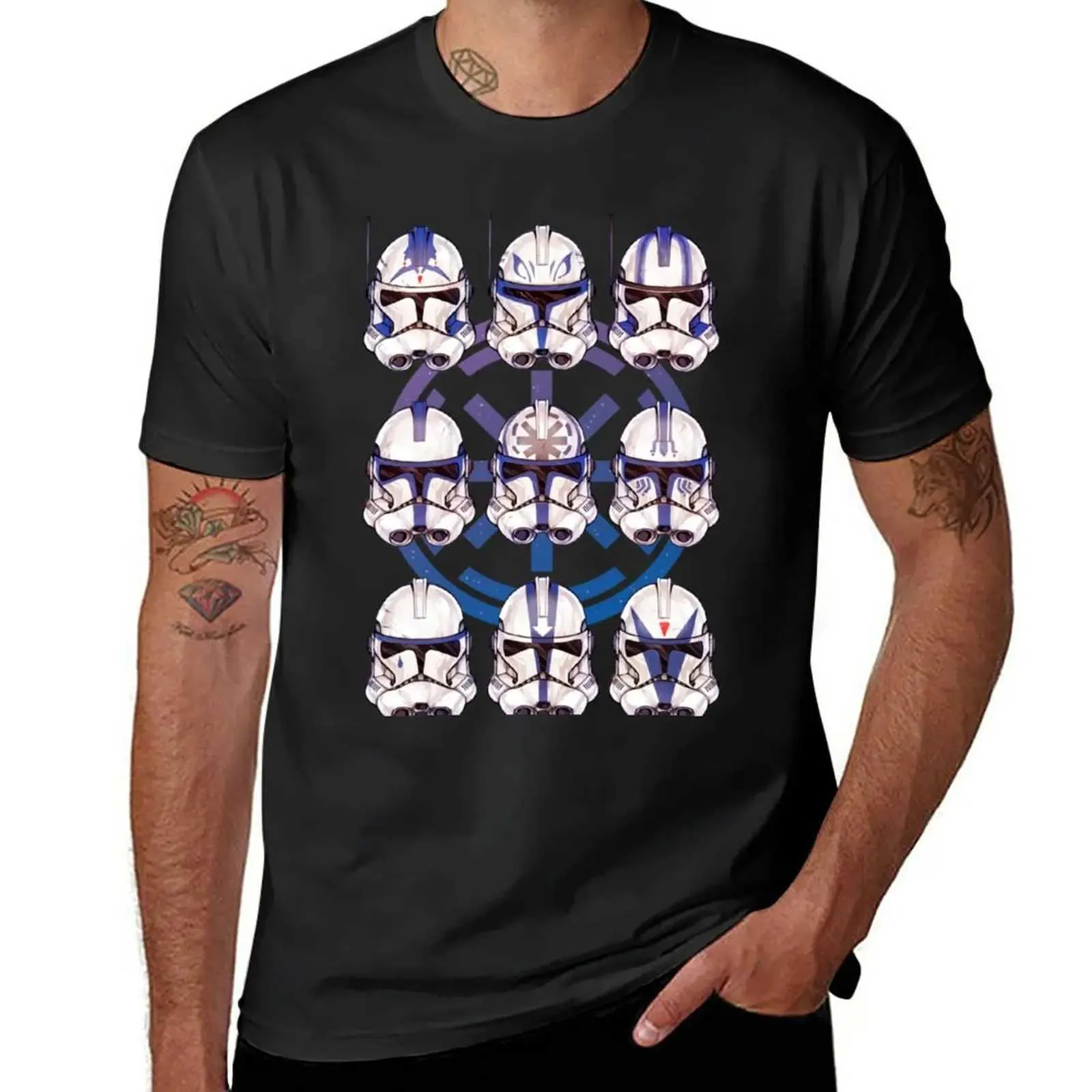 メンズポロス新しい501st 9パックTシャツ美学服サマートップアニマルプリントシャツメンズピュアホワイトTシャツ2403