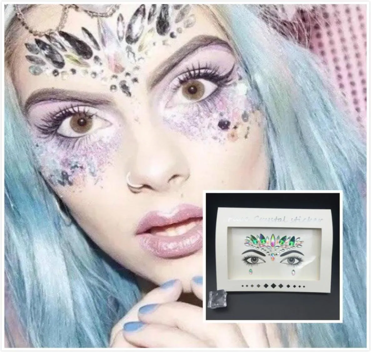 47 Styles 3d Crystal Glitter Jewels Tattoo Aufkleber Frauen Mode Gesichtsbody Gems Gypsy Festival Schmuckparty Make -up Schönheit Stick5692817